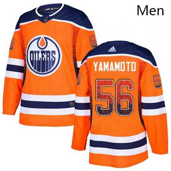 Mens Adidas Edmonton Oilers 56 Kailer Yamamoto Authentic Orange Drift Fashion NHL Jersey